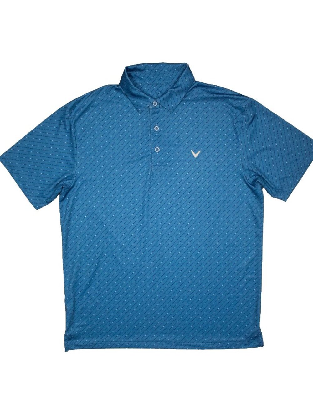 Callaway Golf Shirt Mini Club Print Stretch Polo Short Sleeve Blue Mens Medium